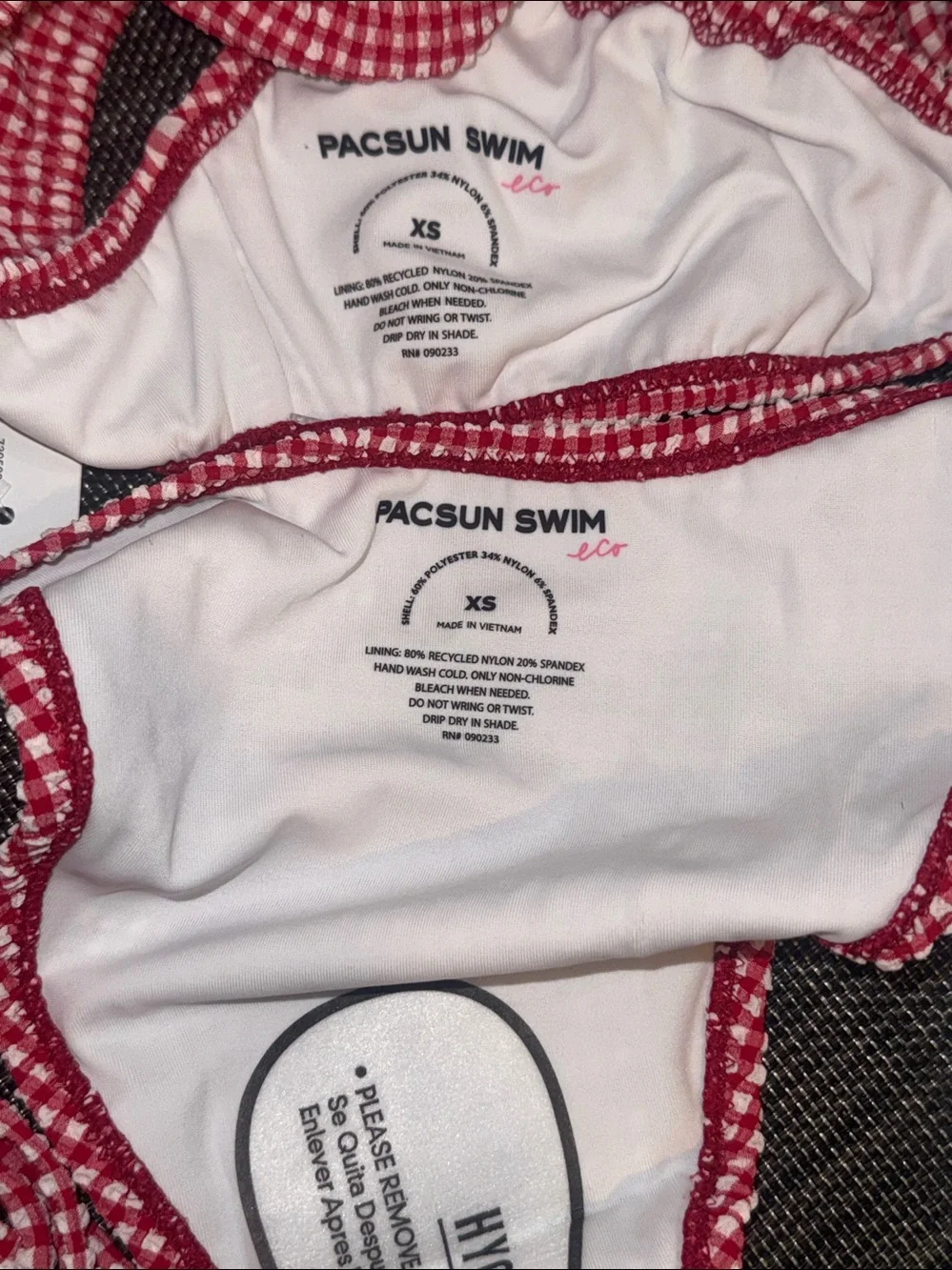 Pacsun Red Gingham Halter Top and Tie Side Bikini Bottom